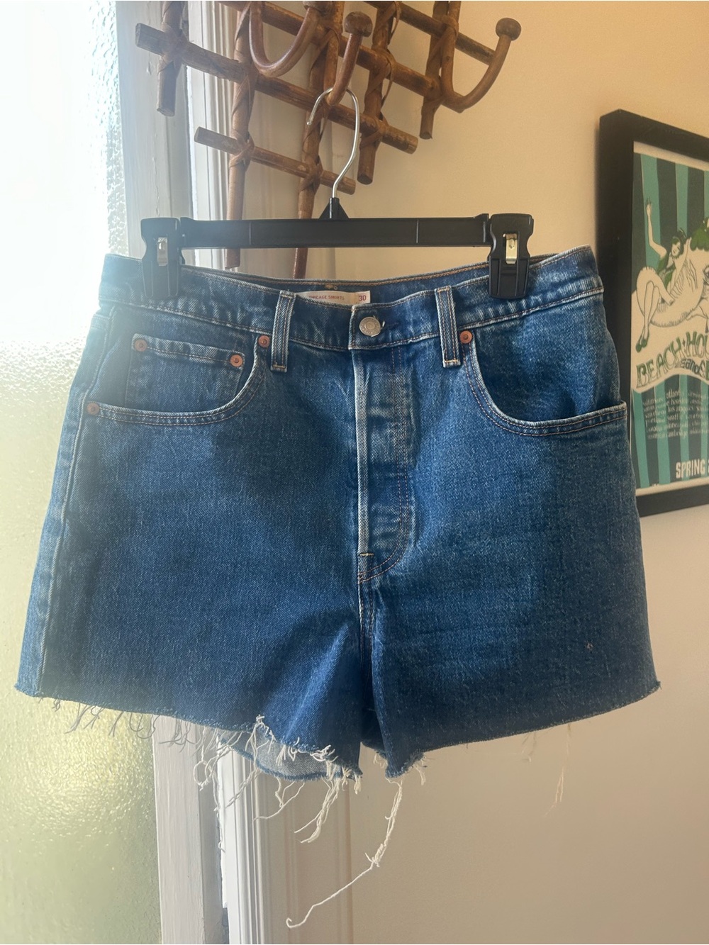 Levi's Dark Blue Denim Cutoff Shorts